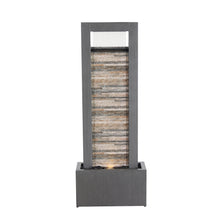 Load image into Gallery viewer, 79532-M-GY - Zen Garden Metal Fountain with Stone Brick Accent - Tranquil Harmony