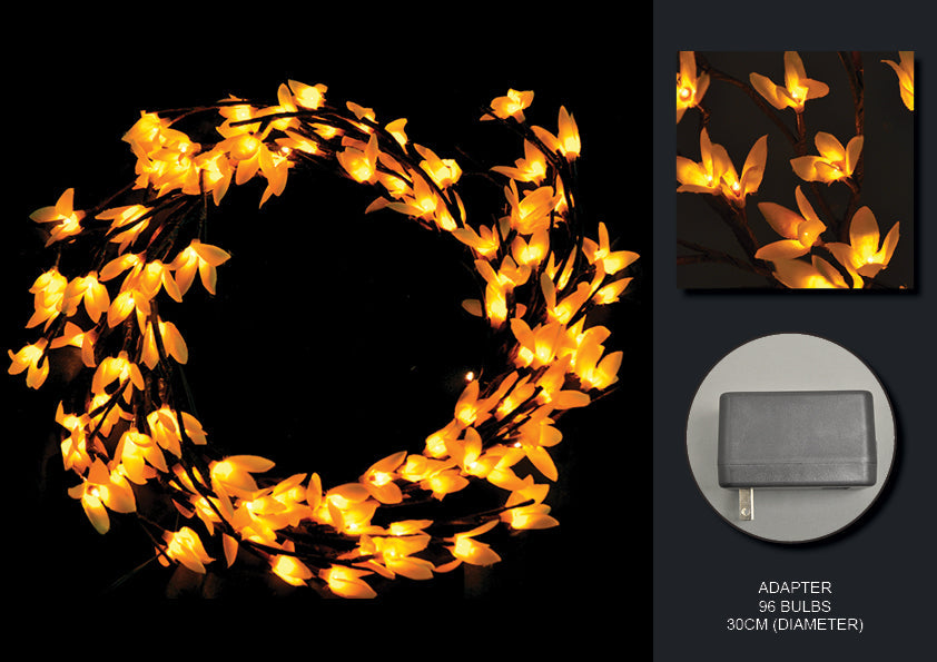 Floral Lights-Forsythia Wreath Ac-96L-2Pc Min