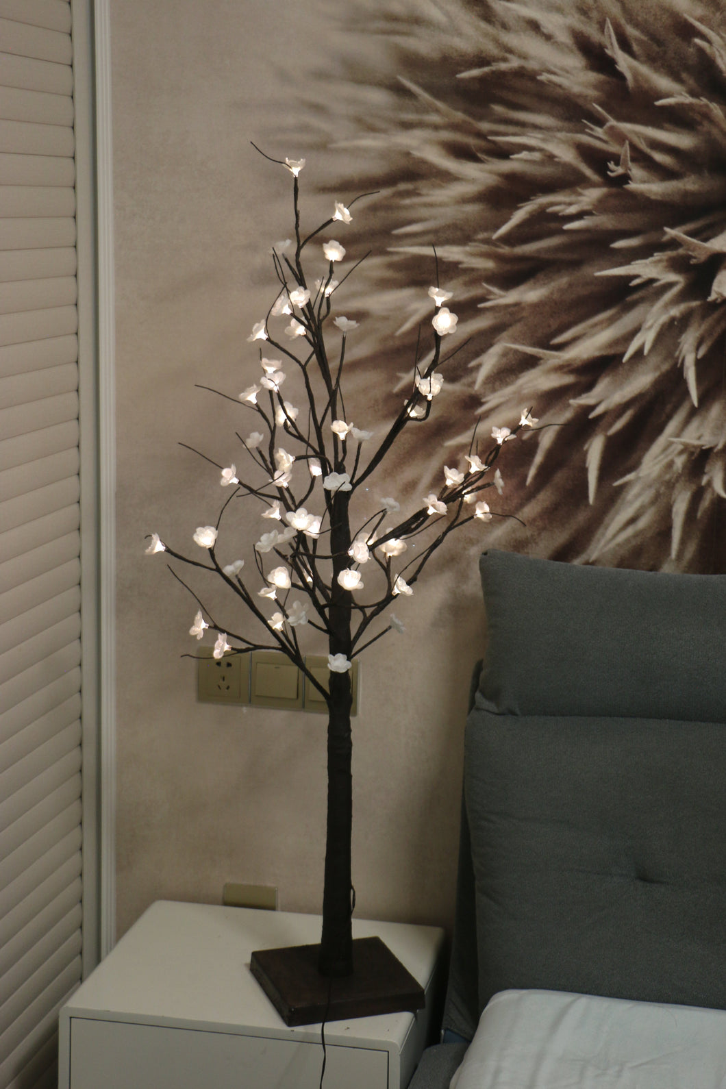 Floral Lights-White Plum Tree W/Adp-48 Led