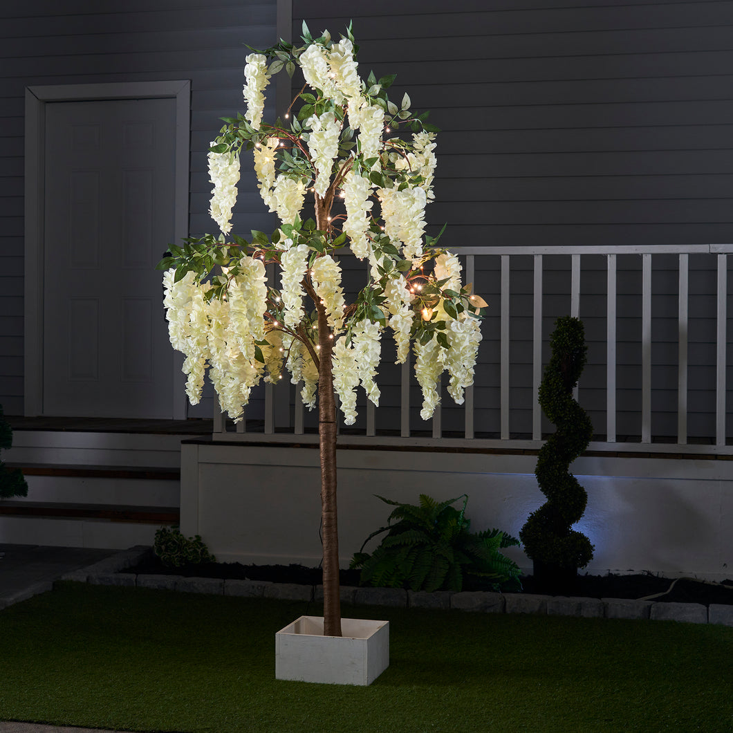 37445-S - FLORAL LIGHTS-SMALL TREE W/96 WW LED WISTERIA W/ADP