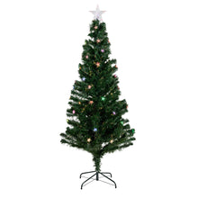 Load image into Gallery viewer, 37495-M6 - 180CM GREEN F/O TREE WITH STARS WITH RED/BLUE RED/GREEN LIGHTS
