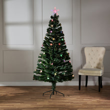 Load image into Gallery viewer, 37495-M6 - 180CM GREEN F/O TREE WITH STARS WITH RED/BLUE RED/GREEN LIGHTS
