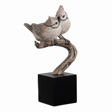 Load image into Gallery viewer, 53008-B - Couple Crested Tit On Branch Lifelike Bird Resin Home Tabletop Decor
