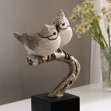 Load image into Gallery viewer, 53008-B - Couple Crested Tit On Branch Lifelike Bird Resin Home Tabletop Decor
