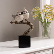 Load image into Gallery viewer, 53008-B - Couple Crested Tit On Branch Lifelike Bird Resin Home Tabletop Decor
