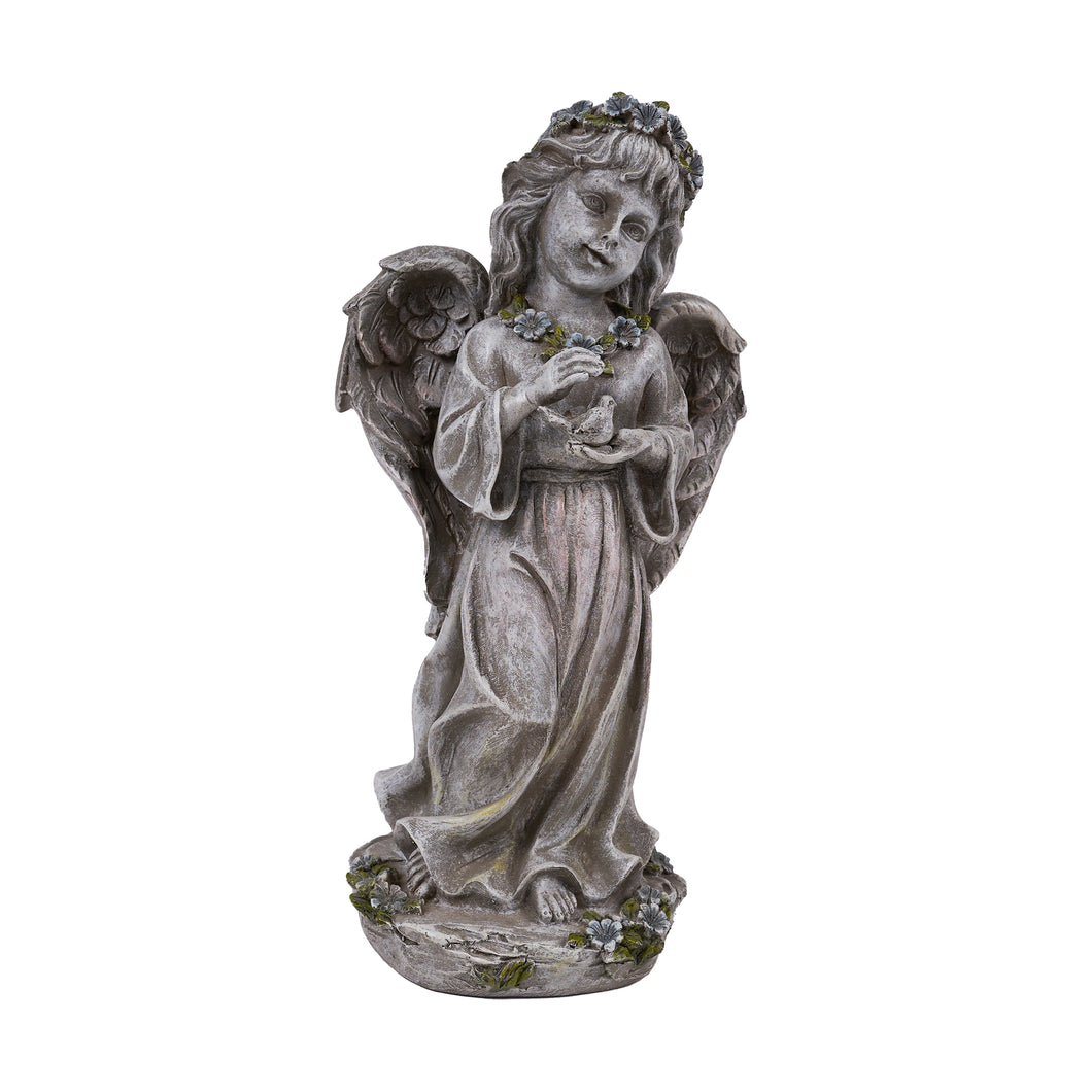 ANGEL CHILD STANDING HOLDING BIRD