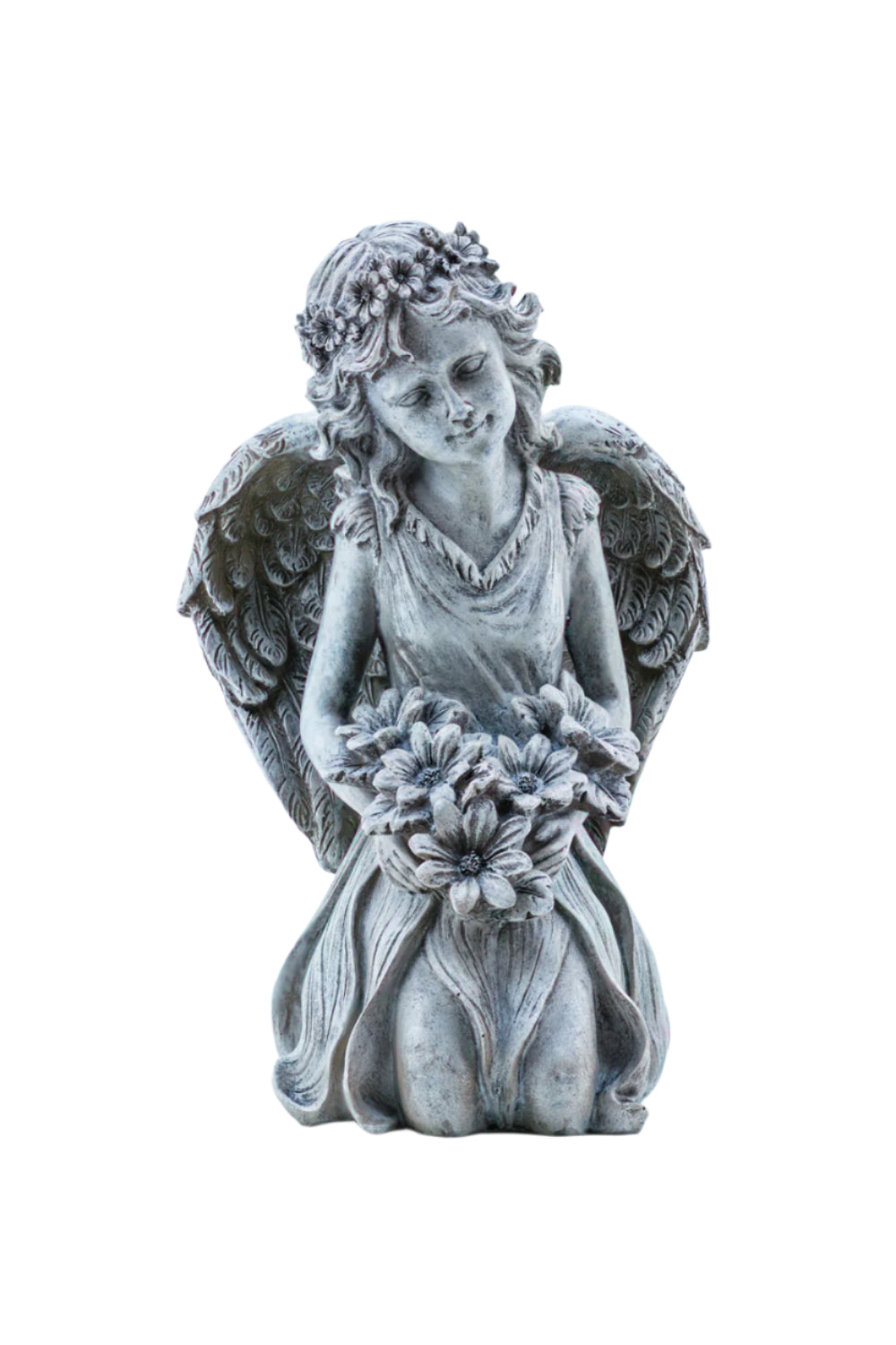 75597 - ANGEL KNEELING HOLDING FLOWERS