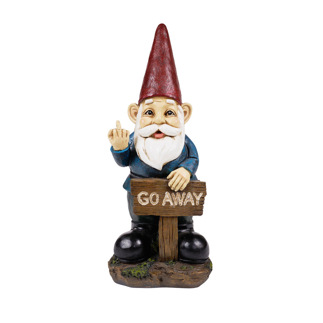 GNOME HOLDS GO AWAY SIGN
