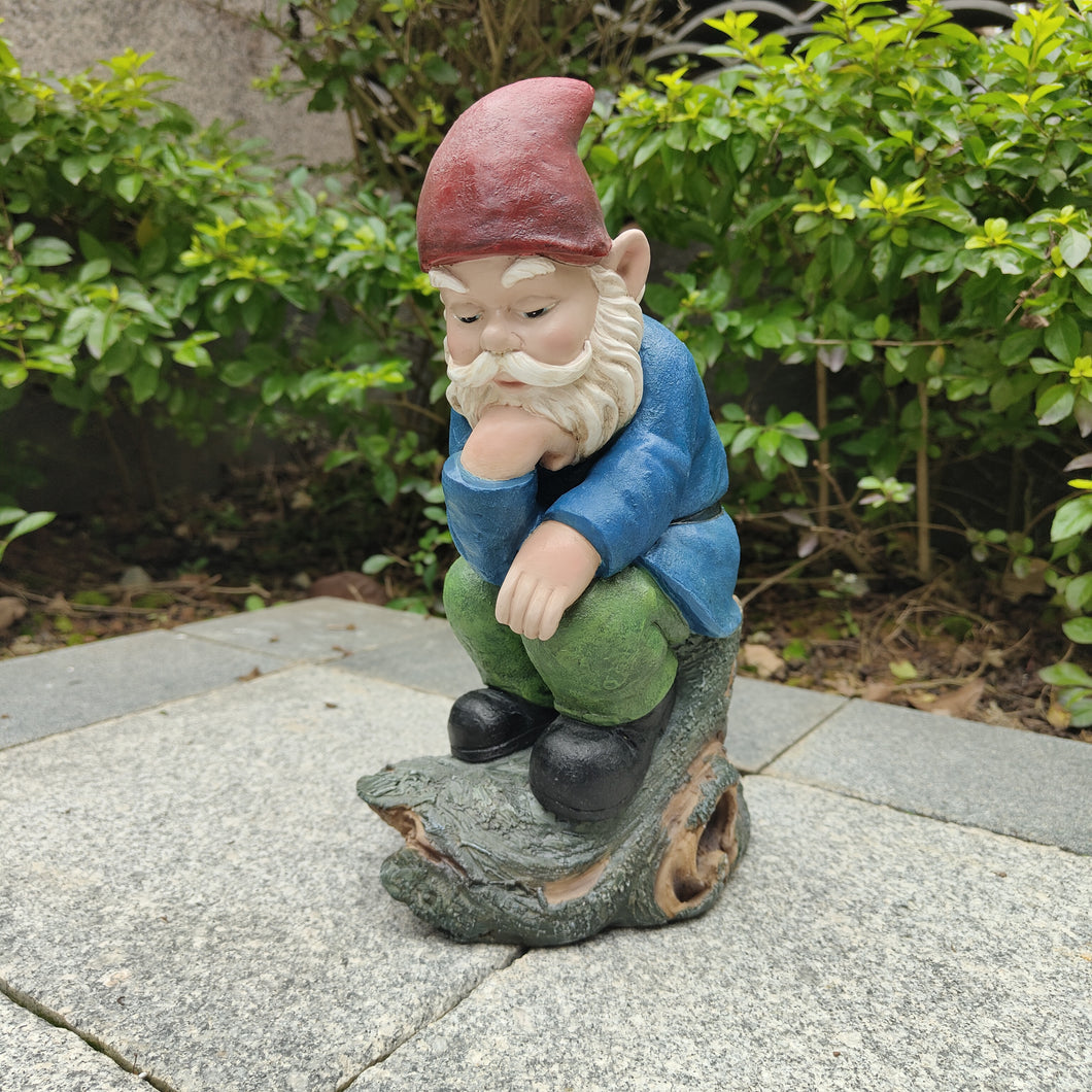 75616-07 - Blue Muse: Pensive Polyresin Thinking Gnome Figurine