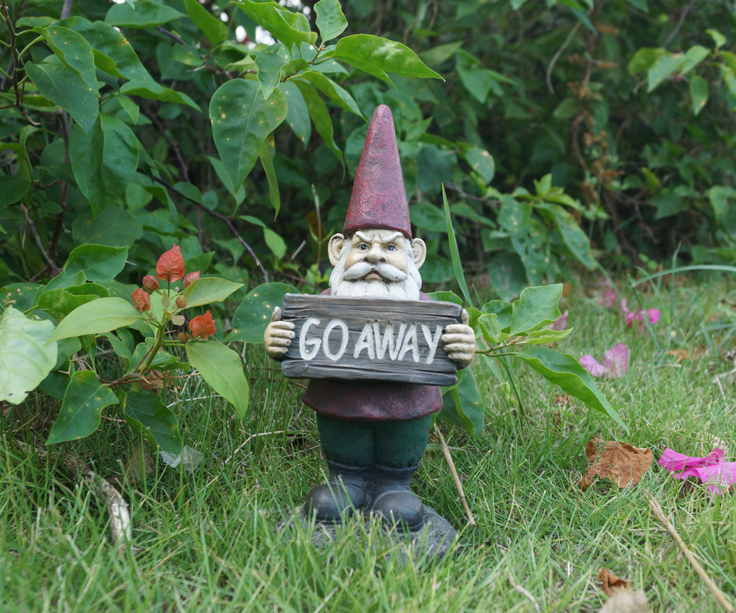 75616-N - GNOME HOLDS GO AWAY SIGN