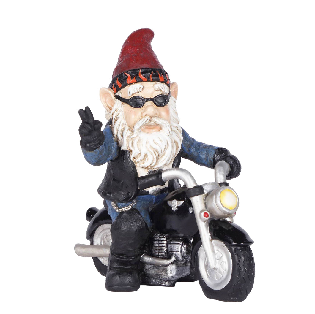 GNOME W/PEACE SIGN RIDING MOTORCYCLE (HI-LINE EXCLUSIVE)