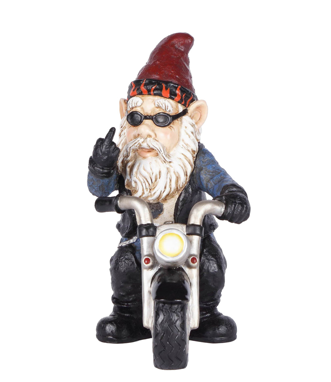 GNOME W/MIDDLE FINGER RIDING MOTORCYCLE (HI-LINE EXCLUSIVE)