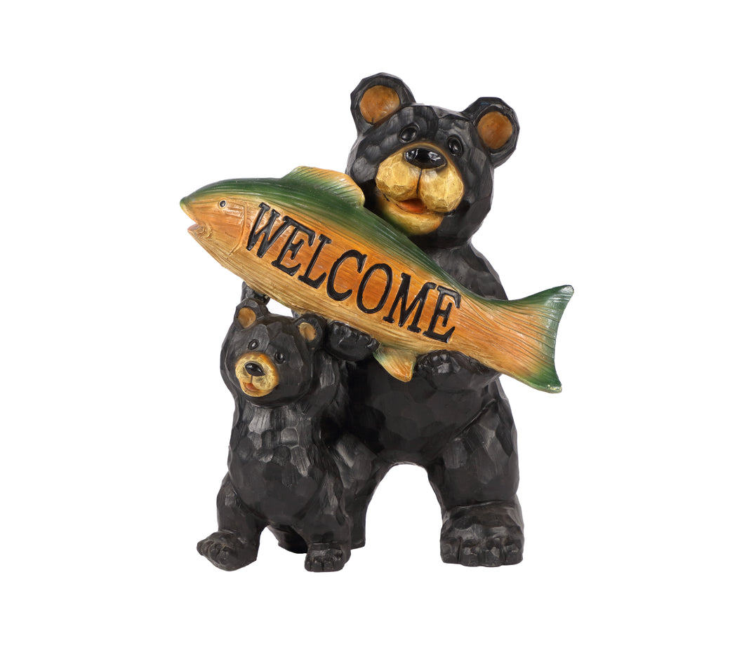 BEARS HOLD FISH WELCOME SIGN