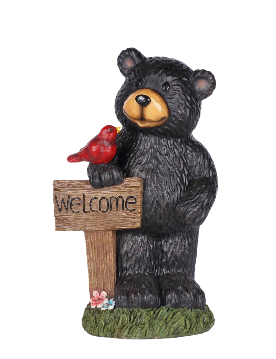 BEAR HOLDING WELCOM SIGN