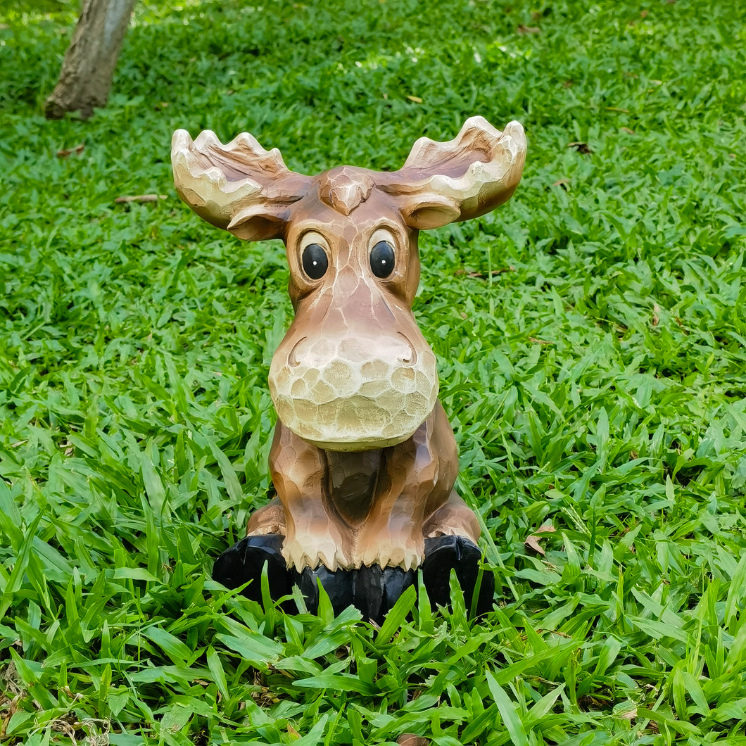 75624-C - Sitting Moose Garden Statue Decor