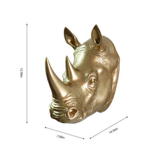 Load image into Gallery viewer, 75642-B-GD - Rhinoceros Head Wall Mount Art Gold Color
