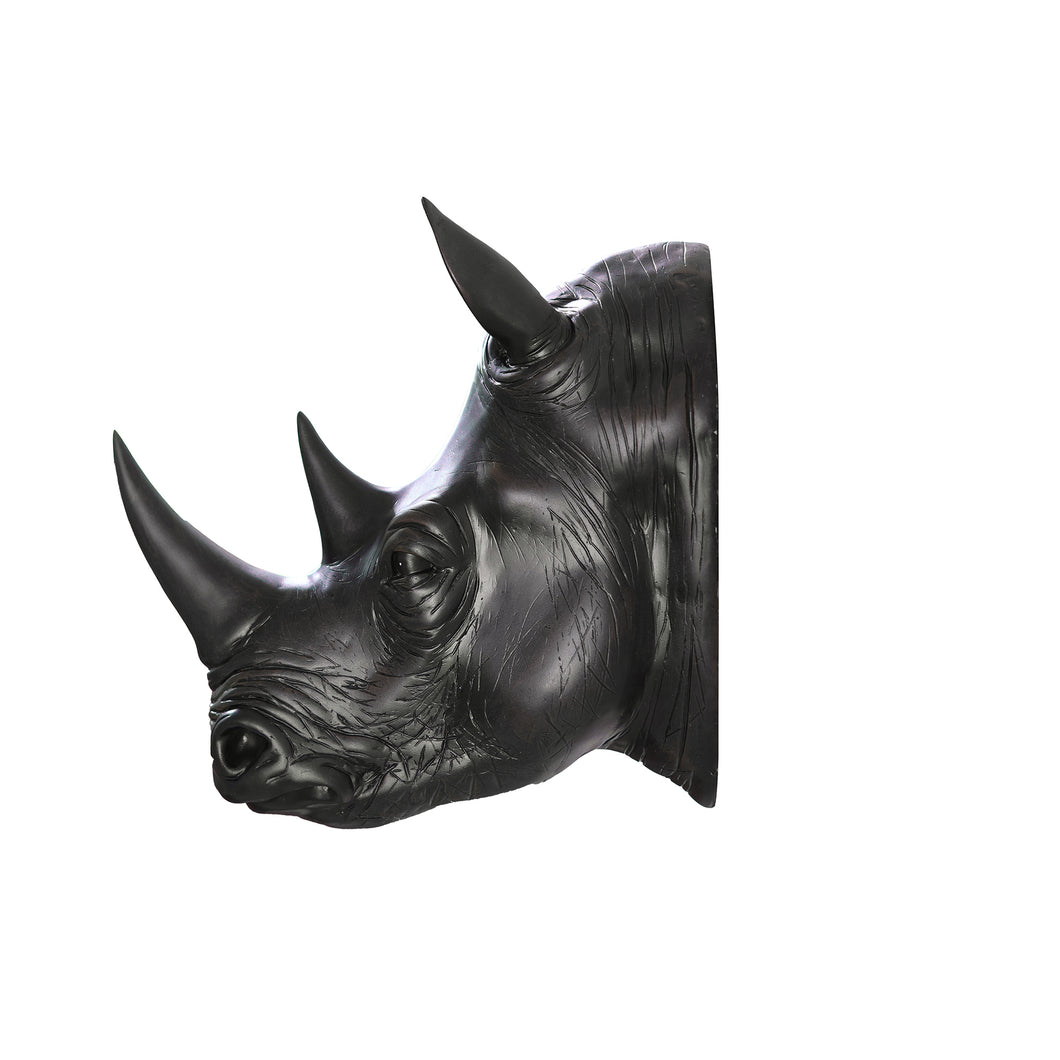 75642-B - Rhinoceros Head Wall Mount Art Black Color