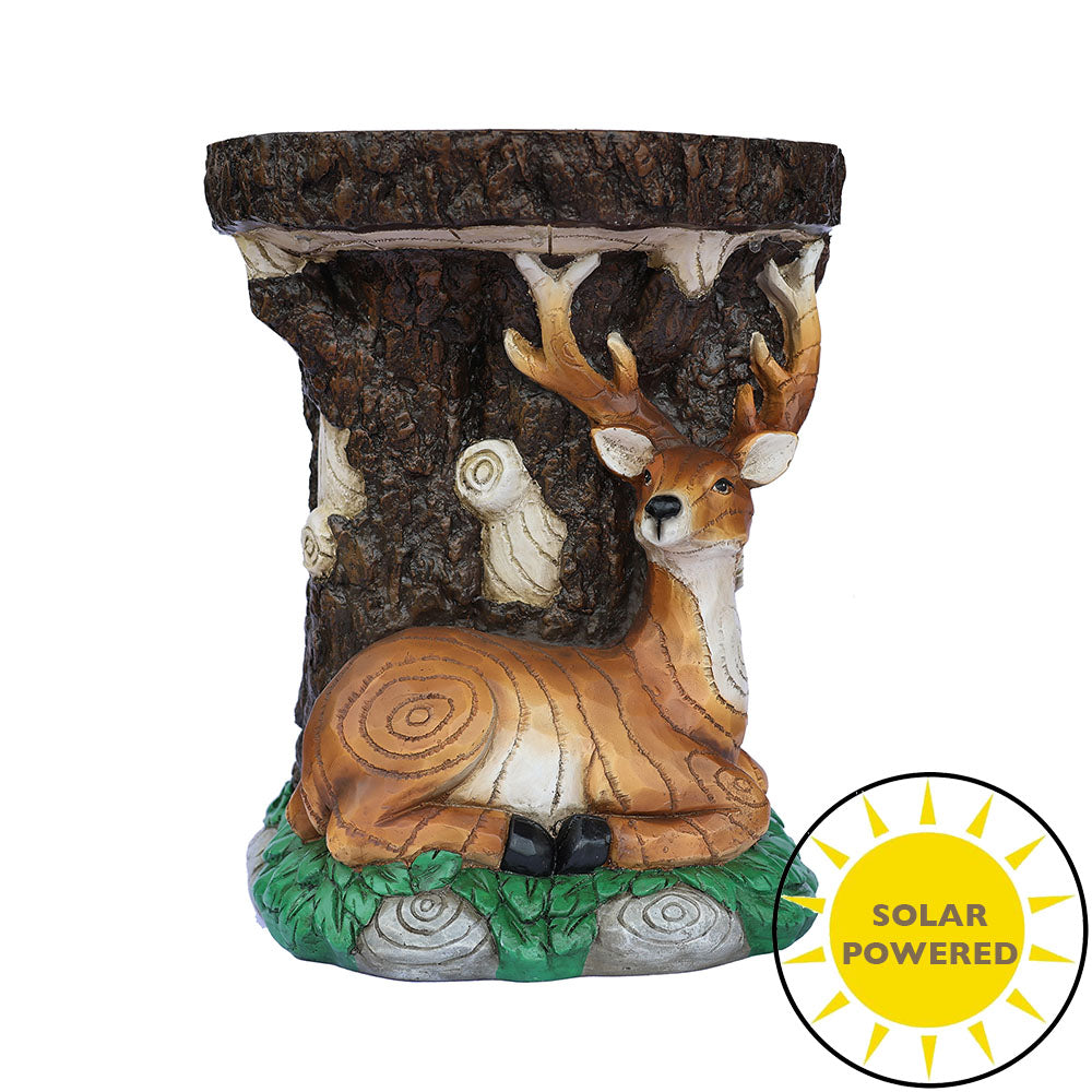 75643-A - Solar Elk Statue Stump Plant Stand
