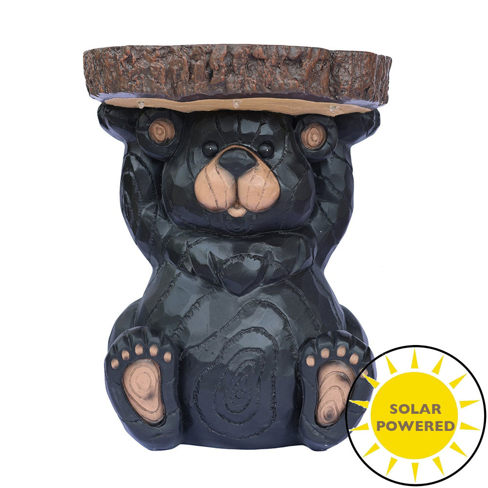 75643-B - Bear Statue Plant Stand w/Solar Light