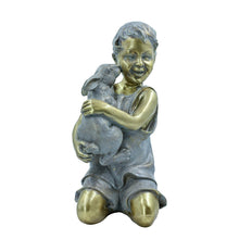 Load image into Gallery viewer, Boy with Rabbit Garden Statue
