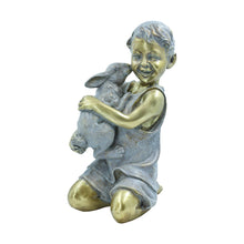 Load image into Gallery viewer, Boy with Rabbit Garden Statue
