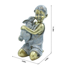 Load image into Gallery viewer, Boy with Rabbit Garden Statue
