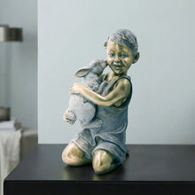 Load image into Gallery viewer, Boy with Rabbit Garden Statue
