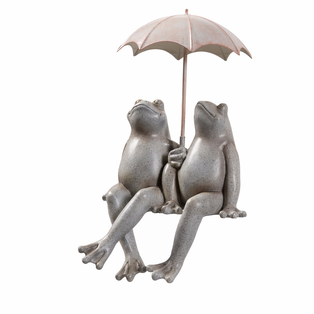 SHELF SITTING FROGS WITH UMBRELLA GY