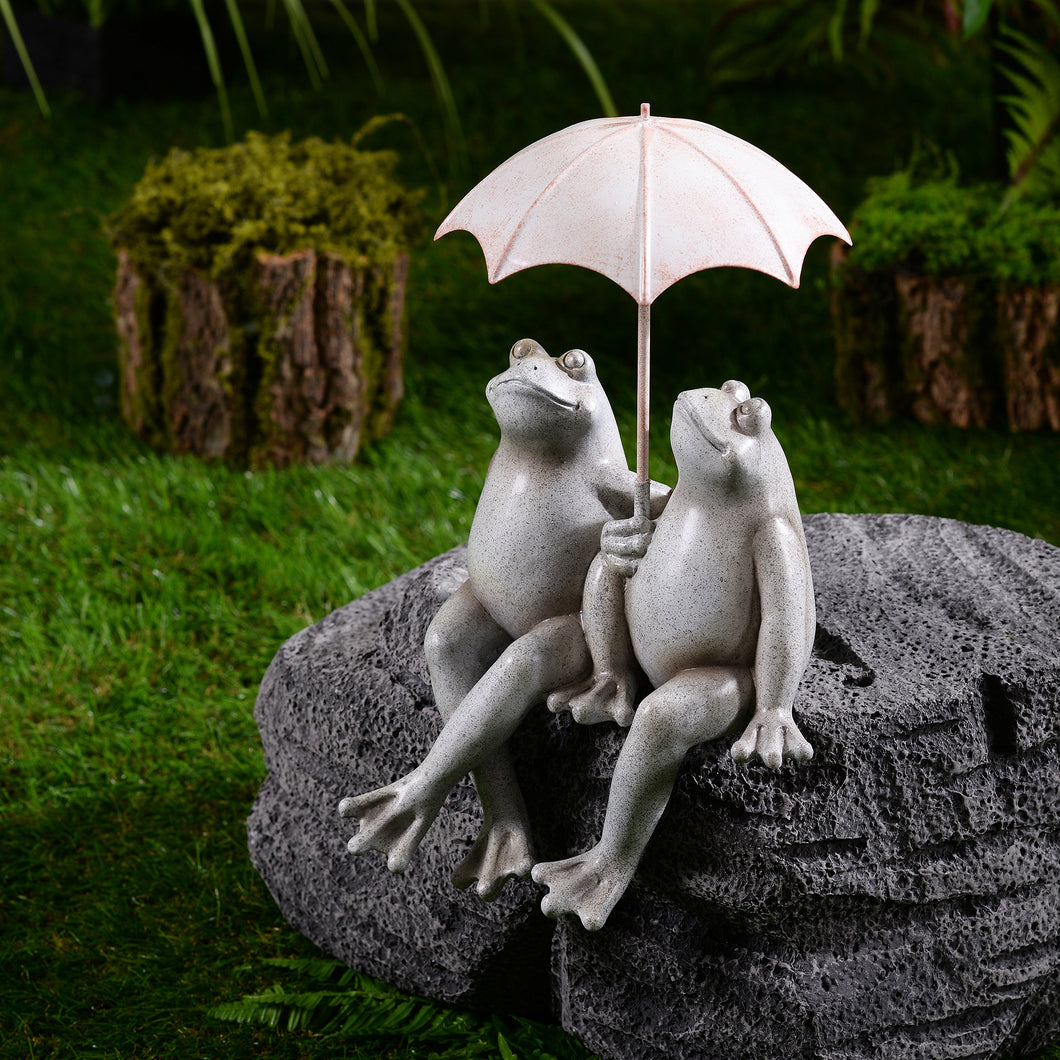 SHELF SITTING FROGS WITH UMBRELLA GY