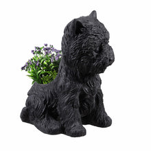 Load image into Gallery viewer, 77188-BK - White Terrier Flower Planter Black Plant Pot

