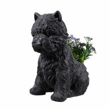 Load image into Gallery viewer, 77188-BK - White Terrier Flower Planter Black Plant Pot
