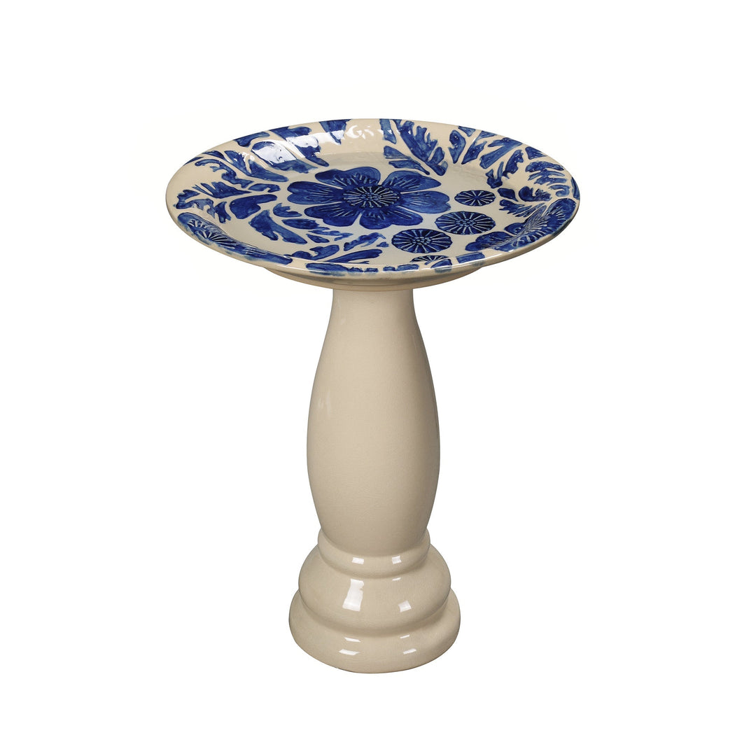 78414-01 -  Birdbath - Ceramic Tranquility in Blue & Ivory