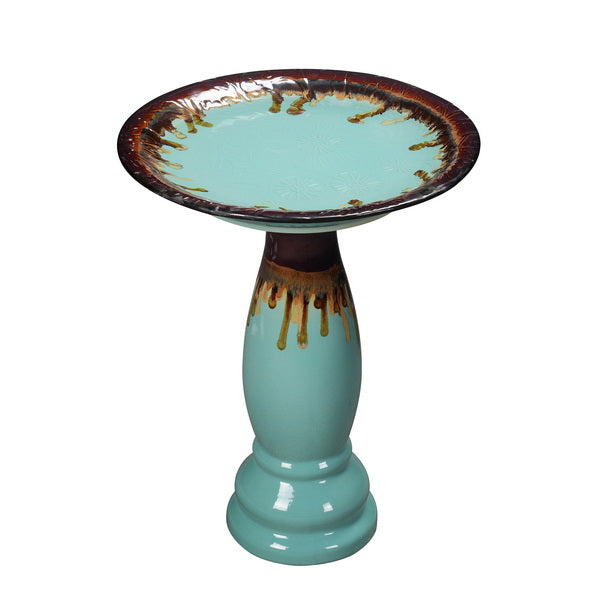 78414-02 -  Ceramic Birdbath - Tranquil Blue Oasis