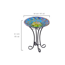 Load image into Gallery viewer, 78415-E - SOLAR GLASS PEACOCK FEATHERS BIRD BATH W/STAND
