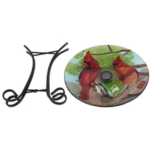 Load image into Gallery viewer, 78415-I - SOLAR LED FLORAL GLASS BIRD BATH WITH STAND - CARDINAL
