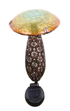 Load image into Gallery viewer, 78417-C - METAL AND GLASS SOLAR MUSHROOM STAKE W/ LED - YELLOW
