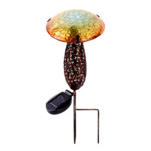 Load image into Gallery viewer, 78417-C - METAL AND GLASS SOLAR MUSHROOM STAKE W/ LED - YELLOW
