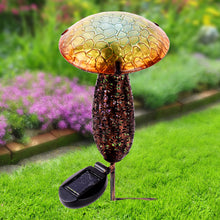 Load image into Gallery viewer, 78417-C - METAL AND GLASS SOLAR MUSHROOM STAKE W/ LED - YELLOW
