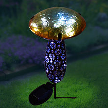 Load image into Gallery viewer, 78417-C - METAL AND GLASS SOLAR MUSHROOM STAKE W/ LED - YELLOW
