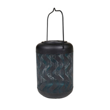 Load image into Gallery viewer, 78419-C - SOLAR METAL LANTERN-9 INCH BLACK AND BLUE WAVE W/ WW LED
