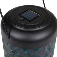 Load image into Gallery viewer, 78419-C - SOLAR METAL LANTERN-9 INCH BLACK AND BLUE WAVE W/ WW LED
