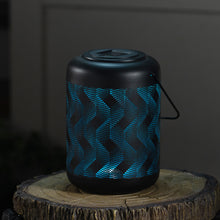 Load image into Gallery viewer, 78419-C - SOLAR METAL LANTERN-9 INCH BLACK AND BLUE WAVE W/ WW LED
