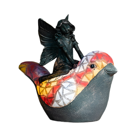 Fairy W/ Led Lit Mosaic Bird - Battery