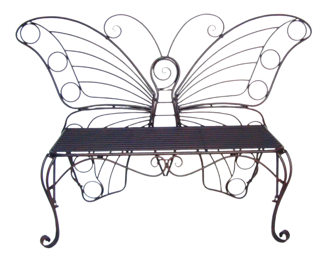METAL GARDEN DECOR-BUTTERFLY BENCH-ANTIQUE BLACK