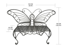 Load image into Gallery viewer, 78620-BK - METAL GARDEN DECOR-BUTTERFLY BENCH-ANTIQUE BLACK
