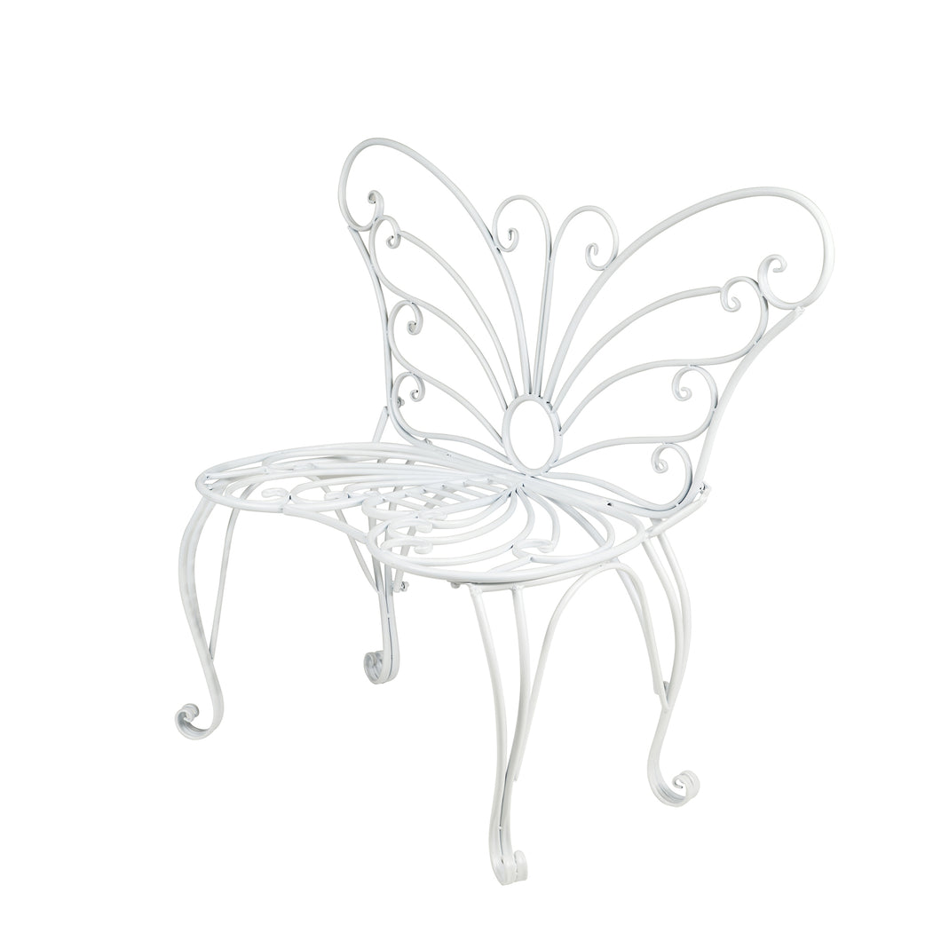 METAL GARDEN DECOR-BUTTERFLY CHAIR-WHITE