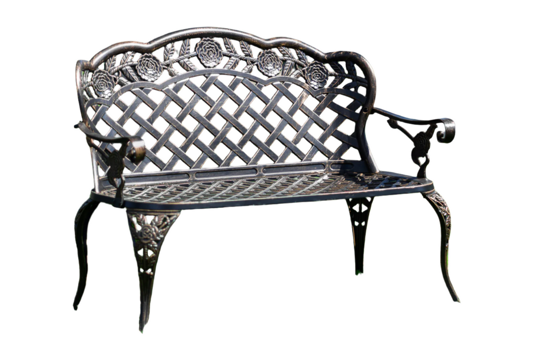 GARDEN BENCH - BRONZE COLOR - LATTICE DESIGN 42.5 IN