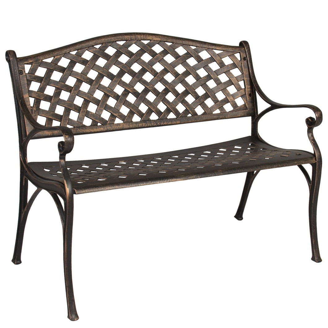 GARDEN BENCH - BRONZE COLOR - LATTICE DESIGN 40 INCH LONG