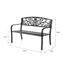 Load image into Gallery viewer, 78651-BK - GARDEN BENCH - BLACK - SCROLL BACKREST 50 INCH LONG
