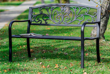 Load image into Gallery viewer, 78651-BK - GARDEN BENCH - BLACK - SCROLL BACKREST 50 INCH LONG
